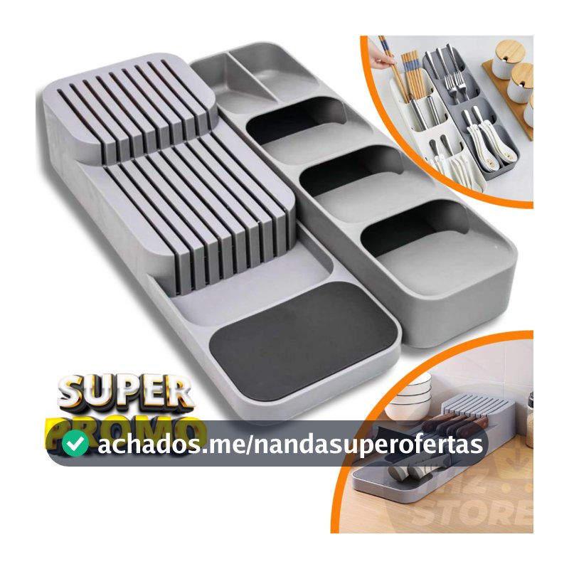 Kit Organizador de Gaveta Porta Talheres Porta Facas Cozinha Suporte Separador Colher Garfo Cepo