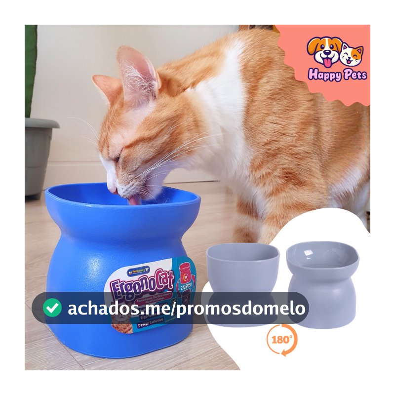 Comedouro Alto E Raso Ou Bebedouro Elevado Da Pet Games Ergonocat Para Gato Resistente Saudável