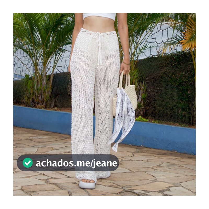 Calça Lisa Saida de Praia Crochê Tricot Feminina Com Ajuste Na Cintura Estampa