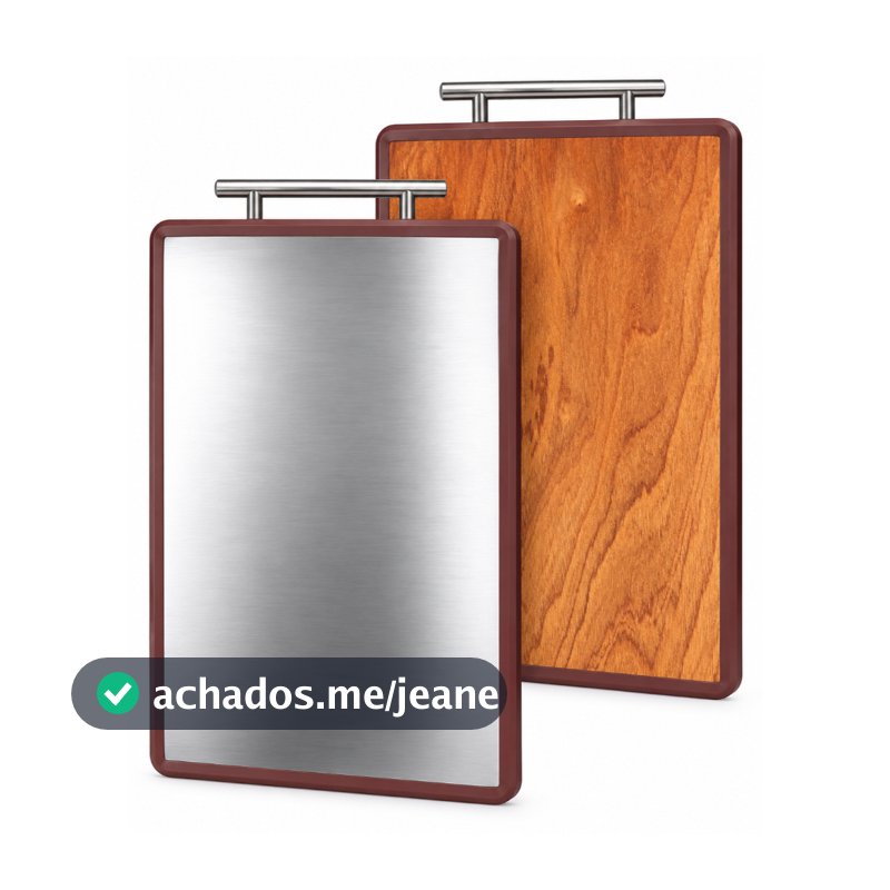 Tábua de corte Carne Legumes e Vegetais Dupla Face Aço Inox e Madeira Premium Resistente Com Alça