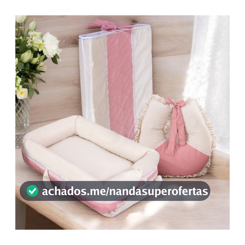 Kit 3 Peças Trocador Anatômico Ninho e Almofada Amamentação Luxo Para Bebe
