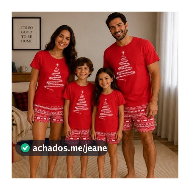 Kit Família Natal Pijama Natalino Suede Adulto e Infantil