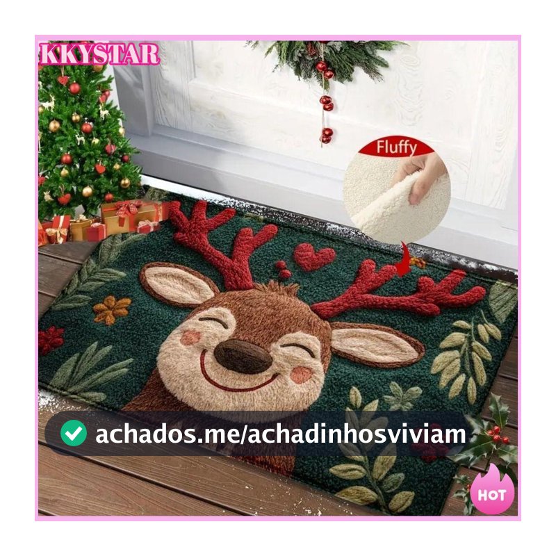 Tapete Porta Boucle Natalino 60x40 Decorativo Enfeite Natal