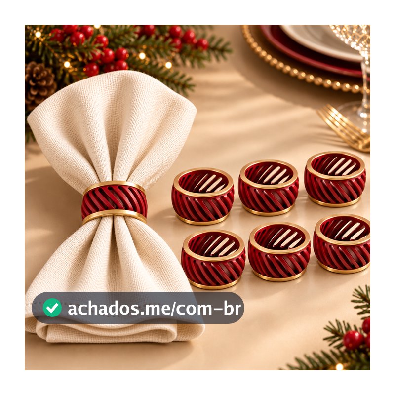Kit Anel Guardanapo Trama Elegance | Natal Mesa Posta