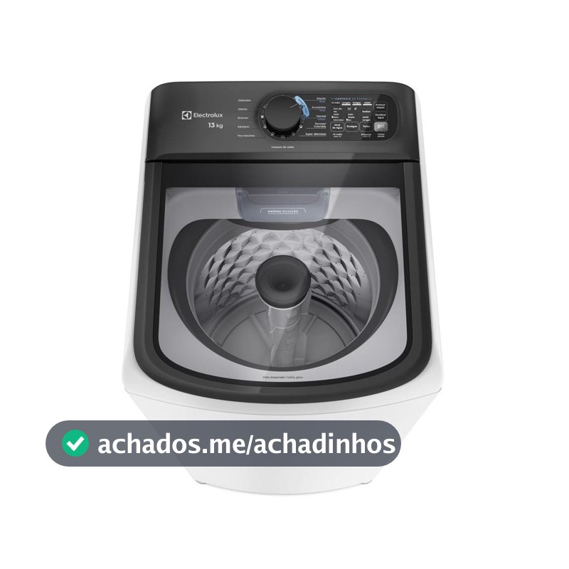 Máquina de Lavar Electrolux Efficient 13kg Branca Compacta, Econômica e Pré-diluição (LET13)