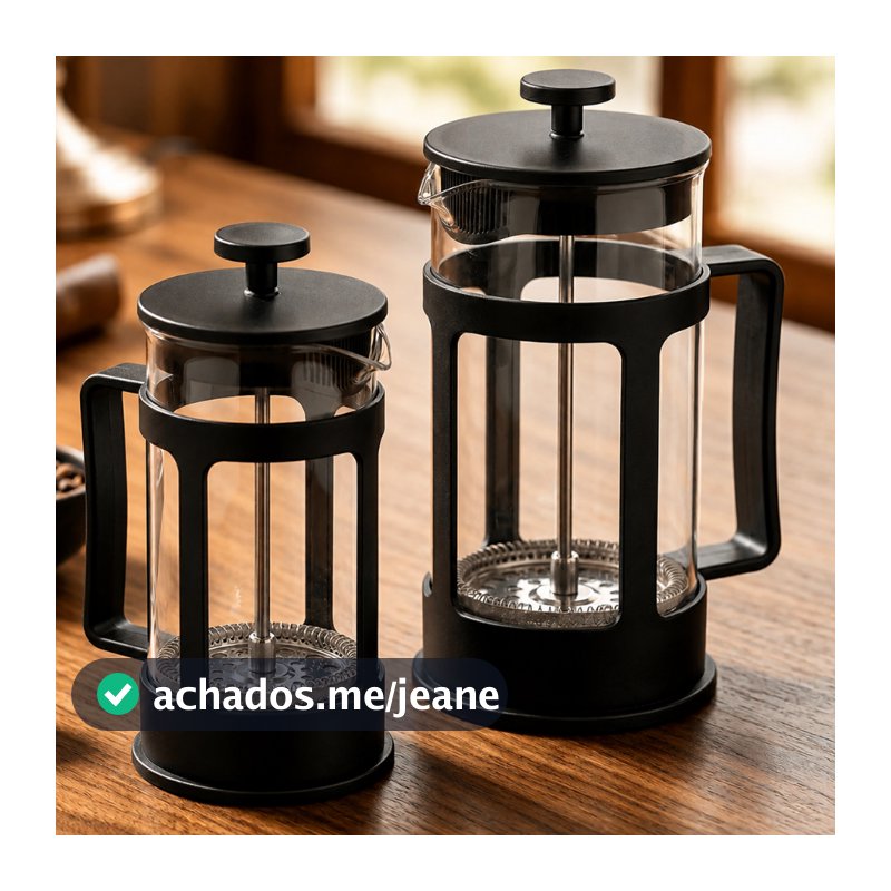 Cafeteira Prensa Francesa Café Expresso Chá Cremeira Em Vidro 600ml Preta Premium