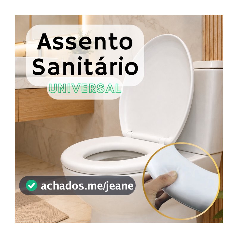 Assento Sanitário Universal Almofadado Oval Branco Tampa Vaso Slim Confortável Serve todas Privadas