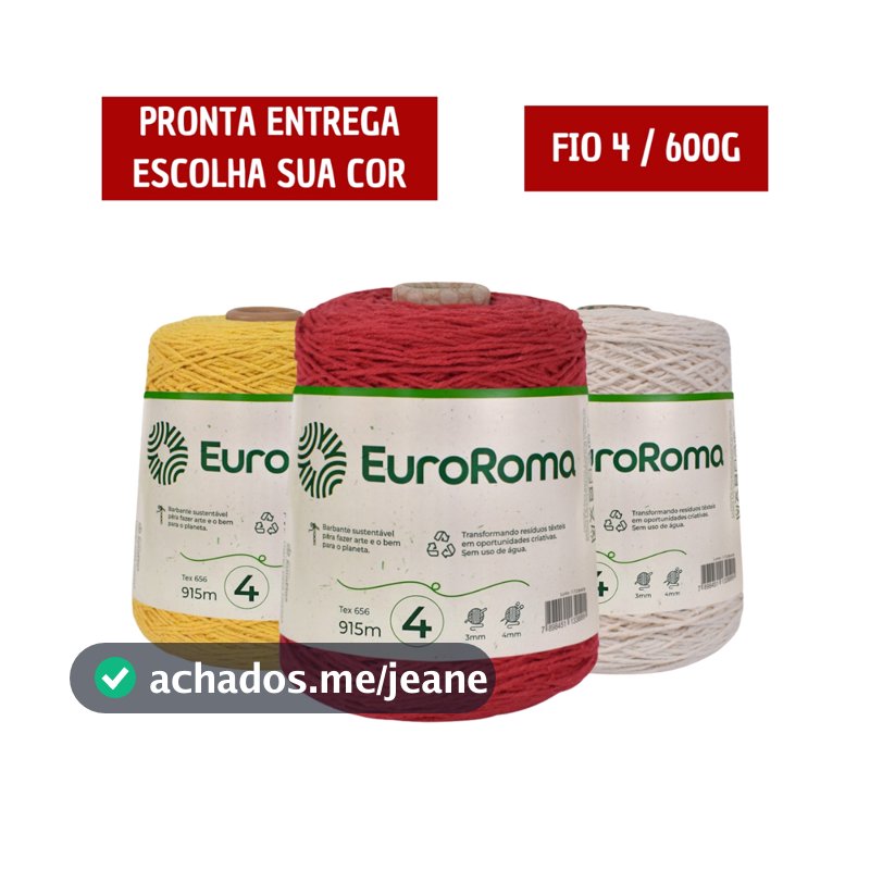 Barbante Euroroma 600g Fio Nr 4 915m - Cores - Tricô / Crochê