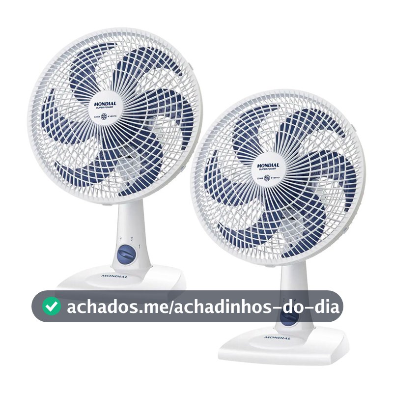 Kit 2 Ventiladores de mesa 30 cm 6 pás 3 velocidades Super Power VSP-30-W Mondial