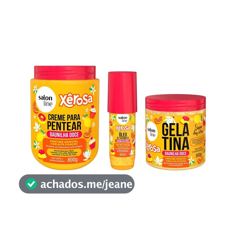 Kit Creme para Pentear + Gelatina + Óleo de Tratamento Xêrosa Baunilha Doce