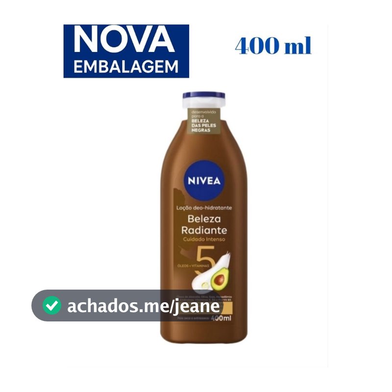 Loção Hidratante Nívea Corporal Pele Seca Beleza Radiante Cuidado intenso Pele Negra 400ml