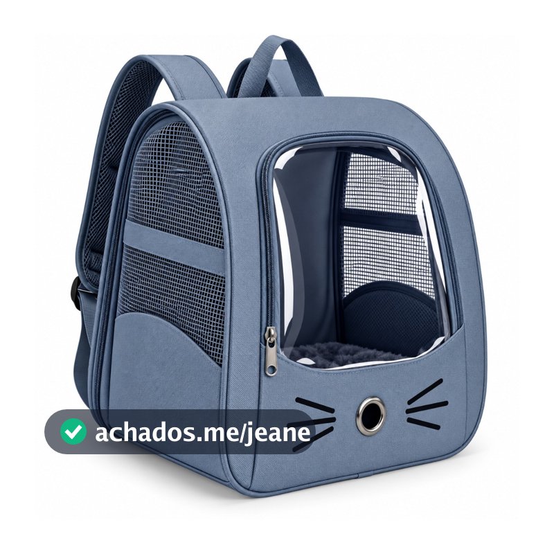 Mochila Pet Transporte Cães e Gatos Panorâmica – Visor Transparente, Respirável e Acesso Lateral
