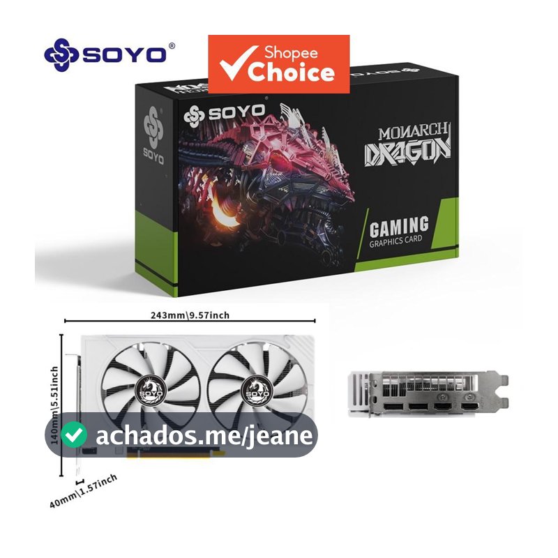 SOYO Nova placa de vídeo RX580 8G GDDR5 de alto desempenho, jogos suaves e saída estável