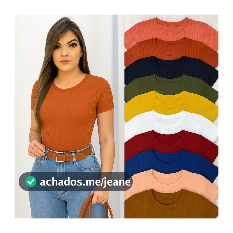 Kit 5 Blusas Femininas T-Shirt em Malha Canelada Premium - Malha Quentinha