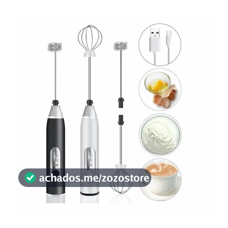 Batedor Misturador Mixer Elétrico para Bebidas Leite Café Clara de Ovo 2 em 1