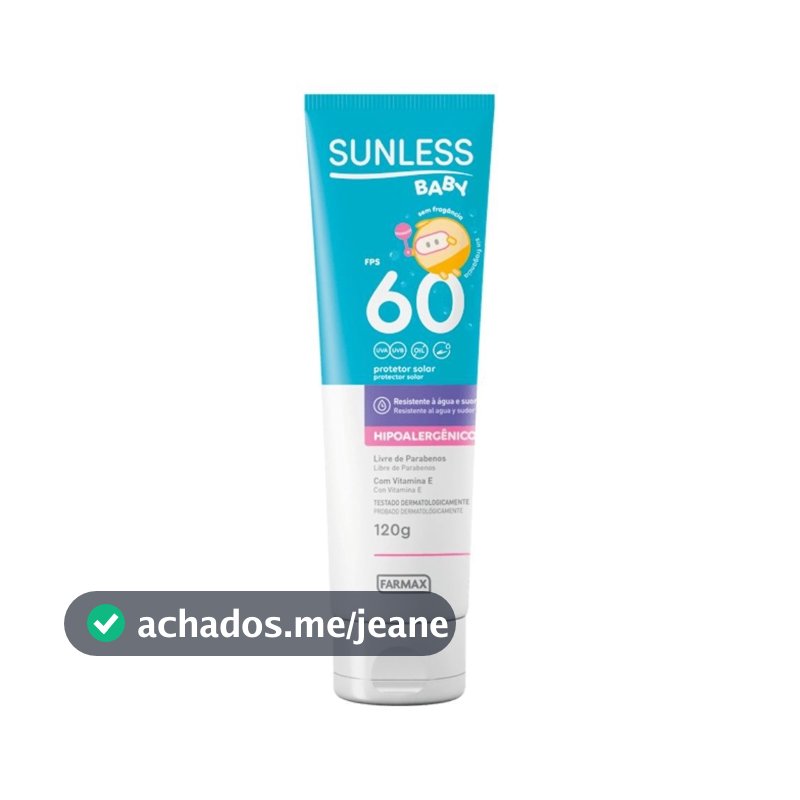 Protetor Solar Baby Fps 60 p/ bebê Sunless 120g