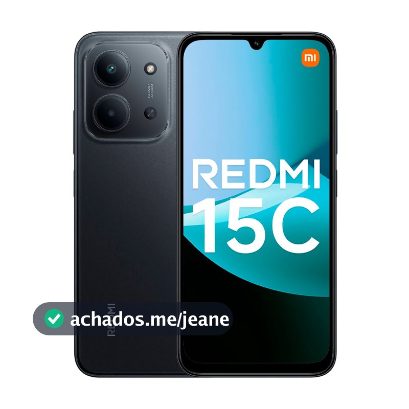 Smartphone Xiaomi Redmi 15C 256GB + 8GB RAM - Tela 6.9” Dual SIM 4G LTE - Preto (Midnight Black)