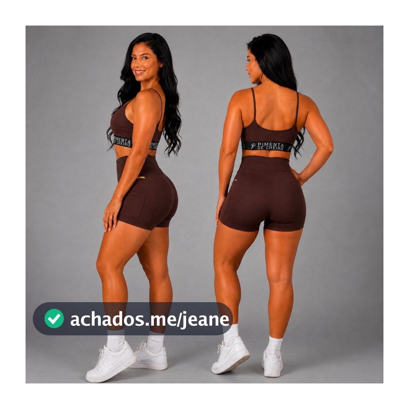 Conjunto Fitness Feminino Short Legging com Bolso Top Liso