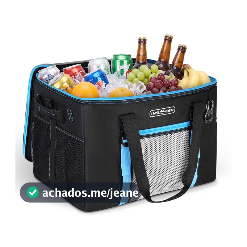INSMEER Bolsa Termica Grande 50 Litros Cooler Termico Cerveja Caixa Trmica Preto