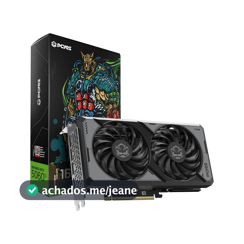 Placa de Video NVIDIA GeForce RTX 5060 TI 16GB GDDR7 128BITS Dual Fan PVRTX5060TIB2F16G - PCYES
