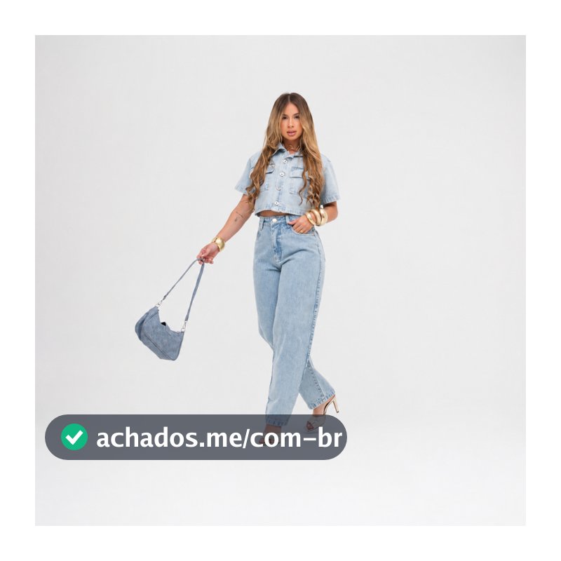 Conjunto Camisa Jeans Cropped Calça Feminina Jeans Barrel