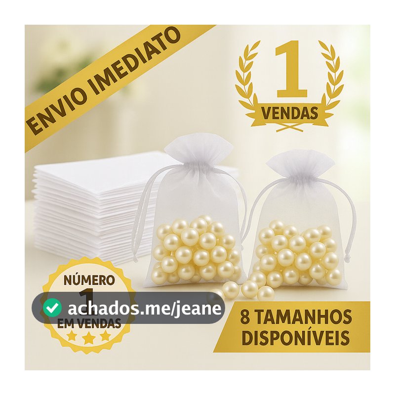 Kit 5/10/20/50/100 Un Saco Saquinho Organza Tule Saquinho 7x9 9x12 10x15 Branco Festa Casamento