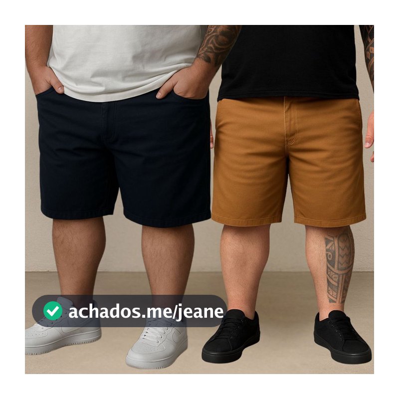 Kit 2 Bermudas Sarja Masculina Plus Size Exg 48 Ao 58 Grande