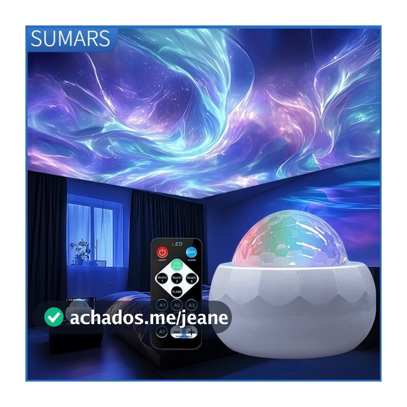 Luz Noturna Aurora Boreal Projetor LED RGB com Controle Remoto USB - Luz Ambiente para Quarto