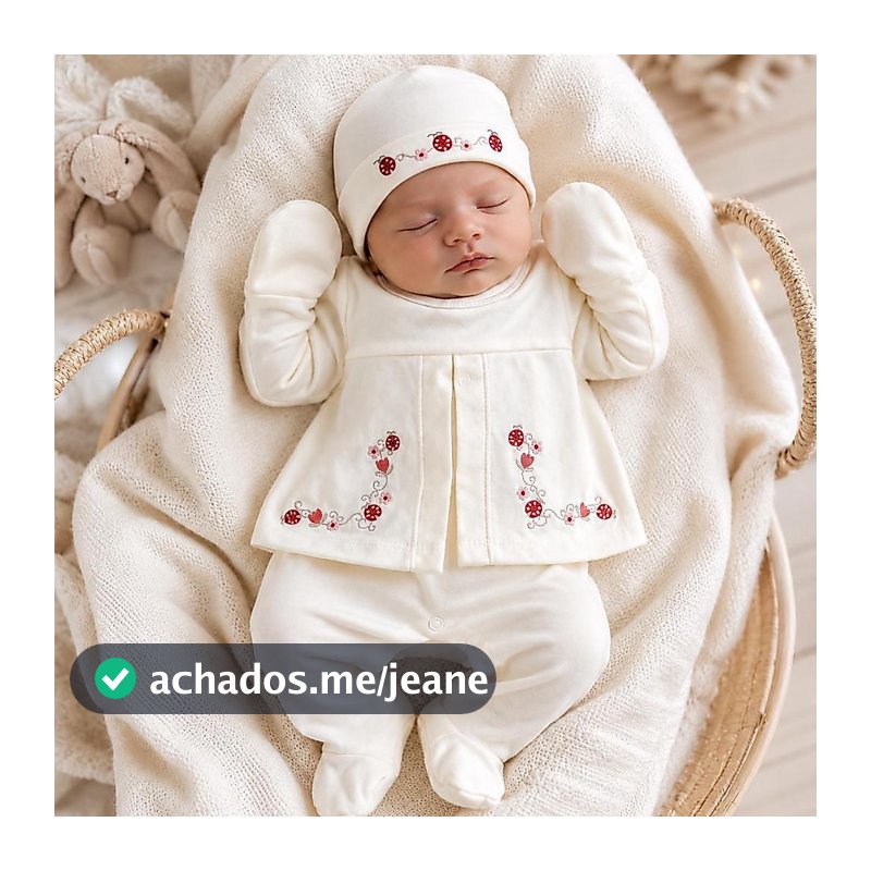 Kit Macacão Saída de Maternidade 100% algodão 3 peças KS2601