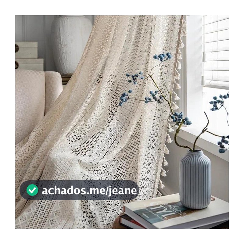 Boho Borla Cortinas De Crochê Para Sala De Estar , Vintage De Bolso Com Haste Geométrica Listrada De Malha Filtragem De