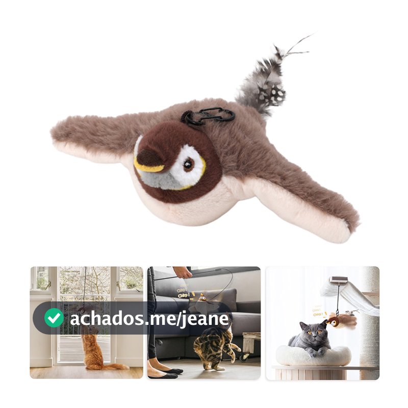 1 Pçs Eletrônico Pássaro Voador Gato Brinquedo Cantando Interativo Para Gatos Recarregável Voando Brinquedos Pendurado Toque-Ativado