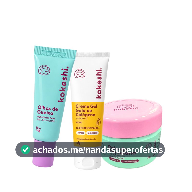Kit Facial Kokeshi Completo 3 Passos Hidratação e Colágeno