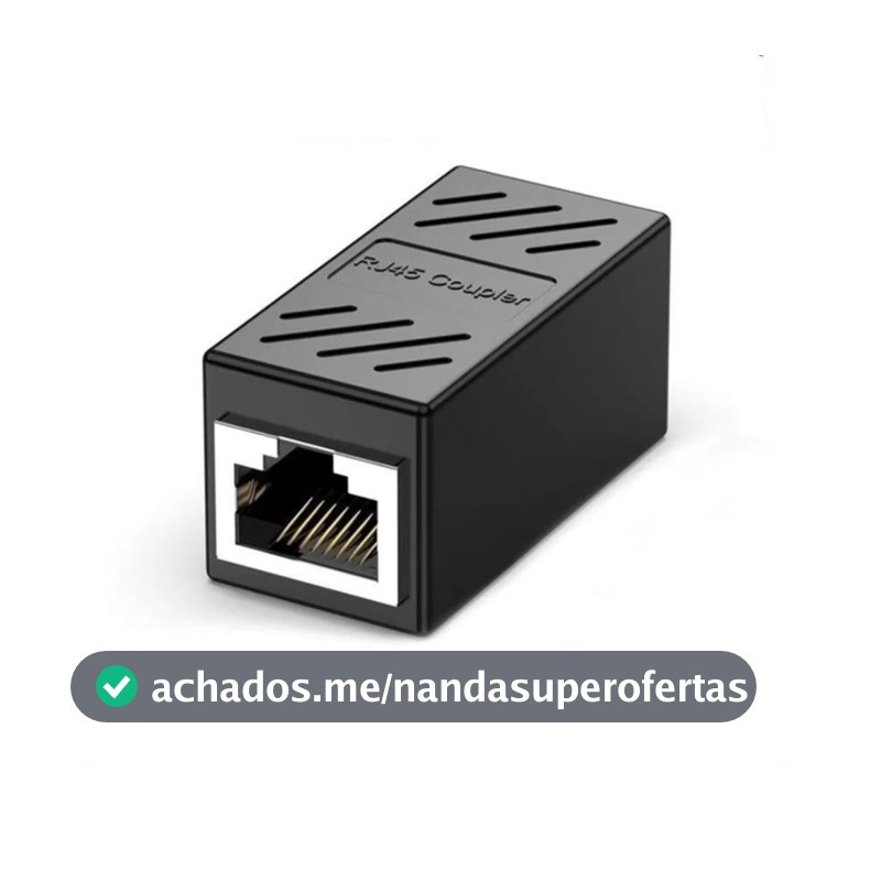 Adaptador Emenda Rj45 Extensor Cat5, Cat6, Cat7, Rede Ethernet Conector Blindado preto