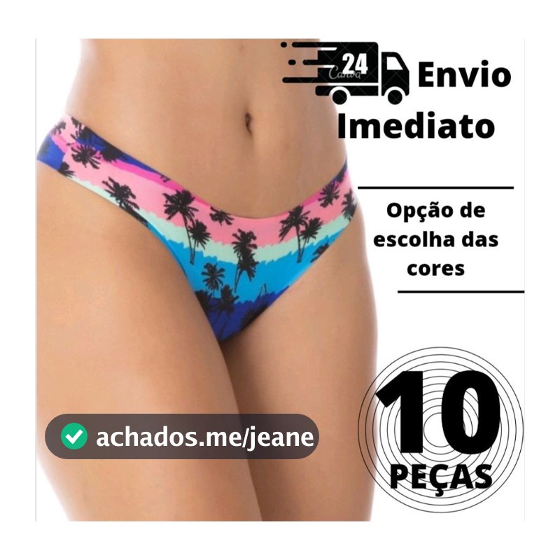 Kit 10 Calcinhas Fio Dental Sem Costura Com Corte A Laser Microfibra Tanga Estampada Não Marca