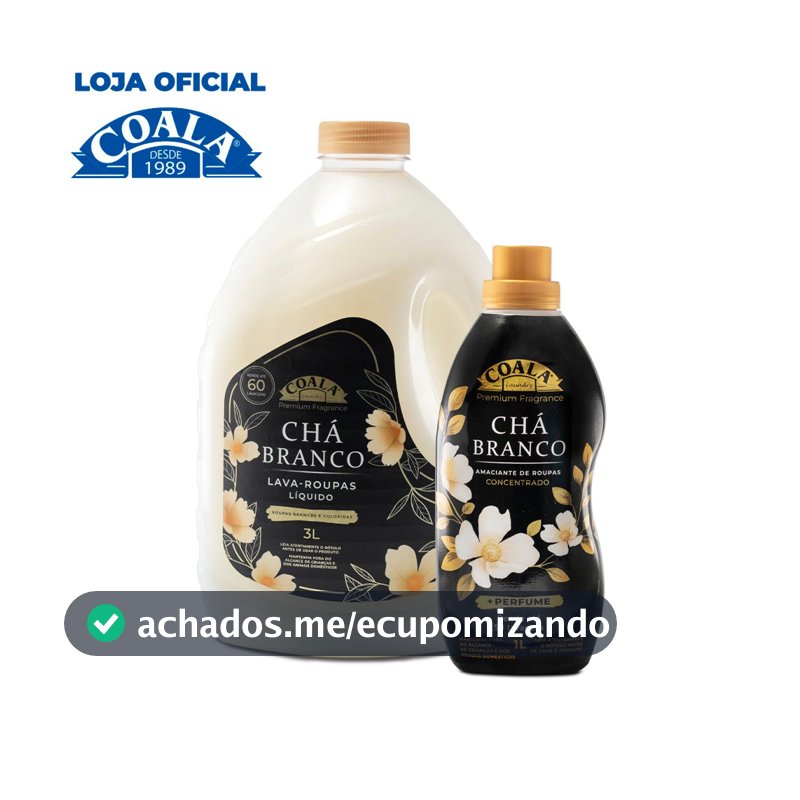 Kit Coala Laundry Chá Branco - 1 lava Roupas 3L +1 Amaciante1L