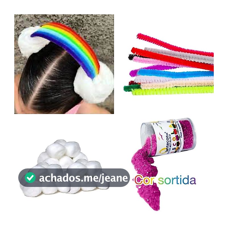 Kit Cabelo Maluco Arco Íris 25 peças