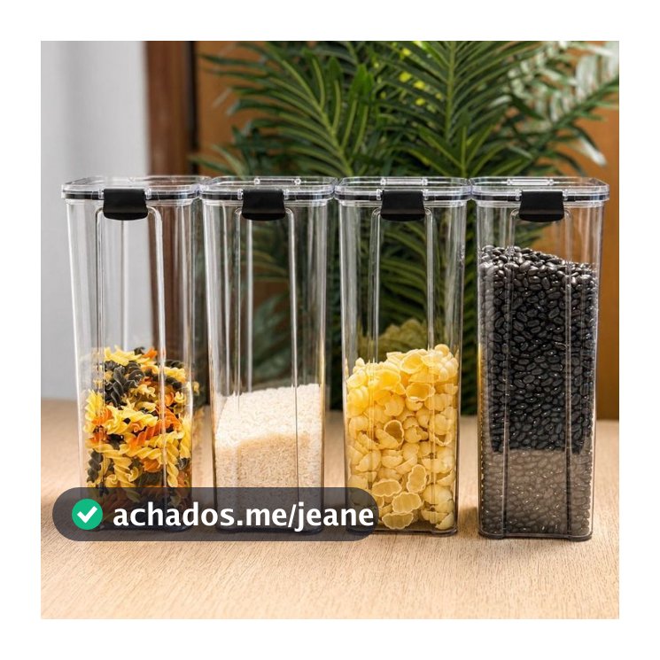 Monte Seu Kit Conjunto De  Potes Herméticos em Acrílico Cristal com Trava  Empilhável