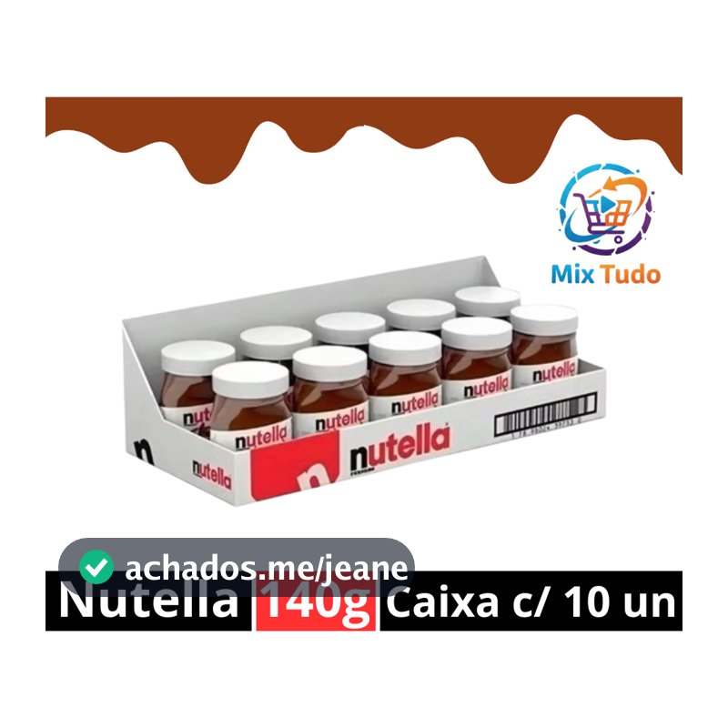 Kit 10 un Caixa Nutella Creme de Avela Ferrero 140g Pascoa Atacado