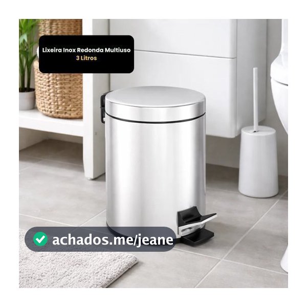 Lixeira Redonda Aço Inoxidável Multiuso  3 Litros Cozinha Escritório banheiro Lixeira para cozinha Lixeira  em Aço