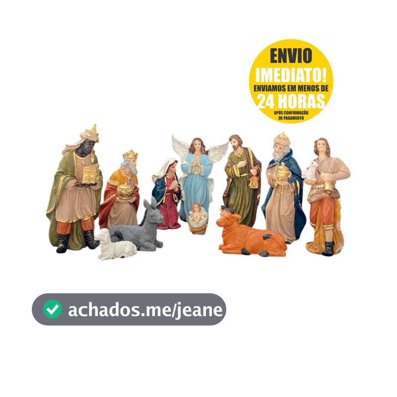 Presépio Natal 11 Peças 12cm Em Resina Decoração Natalina