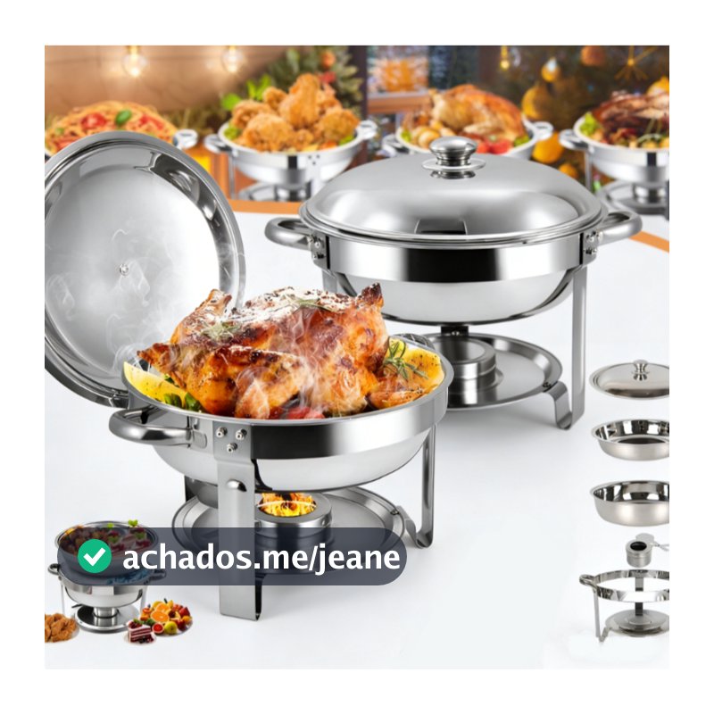 Rechaud Inox 6L Redondo para Buffet Festas Eventos