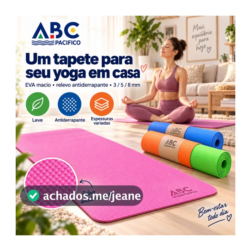 Tapete de yoga Tapete de Pilates 8mm espesso Com alça de transporte Leve Antiderrapante