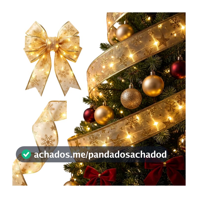 Fita De Natal 10 Metors Led Cetim Laços Fitas Dupla Pisca Pisca Árvore Decoração Enfeites Natalinos Arame De Cobre