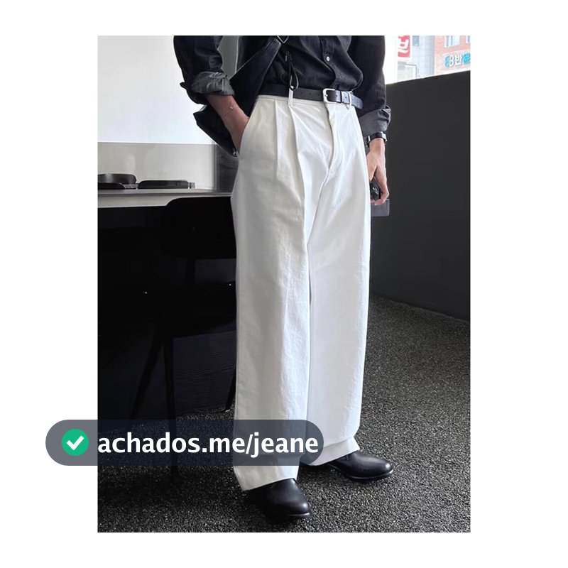 Calças brancas de alta qualidade masculinas americanas soltas calças retas casuais All-Match macacão terno calças na mod