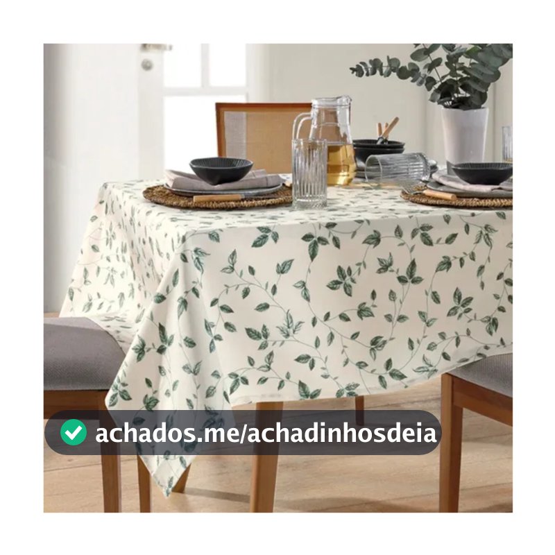 Toalha de Mesa Quadrada 4 Lugares 1,40x1,40 Impermeável Clean Dohler Botanica Folhas
