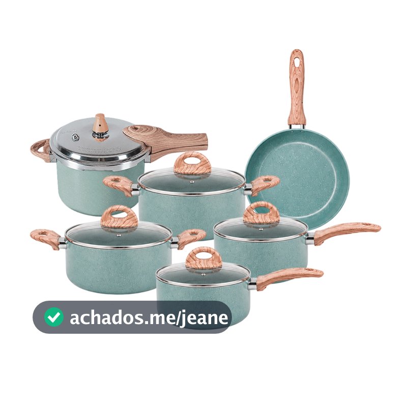 Jogo de Panelas 6pçs Com Panela de Pressão 4,2L Brinox Botanika Revestimento Cerâmico e Indução