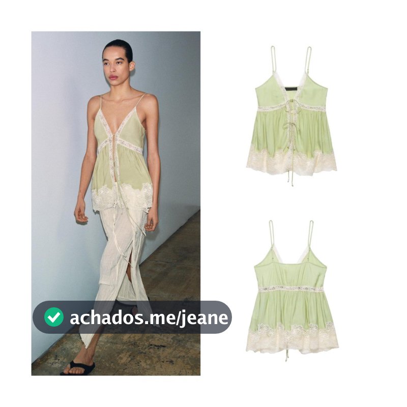 Top de roupa íntima de renda verde  5107058