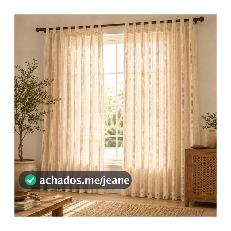 Cortina Sala e Quarto Essenza Tecido Algodão 2,80m com Alça Alto Padrão Luxo Rustico