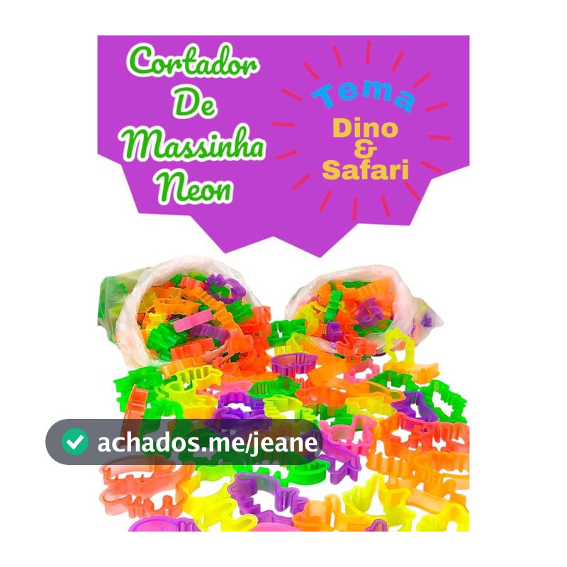 Kit Cortador de Massinha Neon Forminha Modelar Dinossauro Safari Kit Lembrancinha Aniversario Prenda