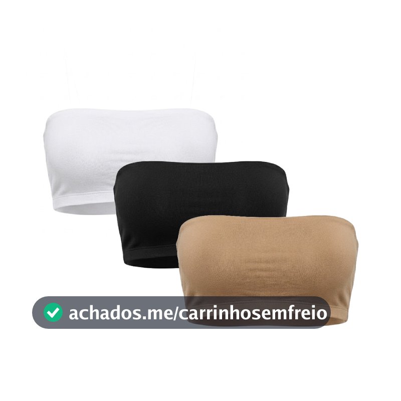 Kit 3 ou 2 Top Sem Bojo Tomara que Caia Faixa Cropped Alta Sustentação Feminino